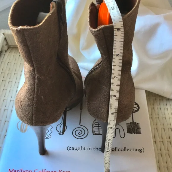 Anthropologie Brown Faux Suede Heeled Ankle Boots Size 8 - Picture 6 of 8